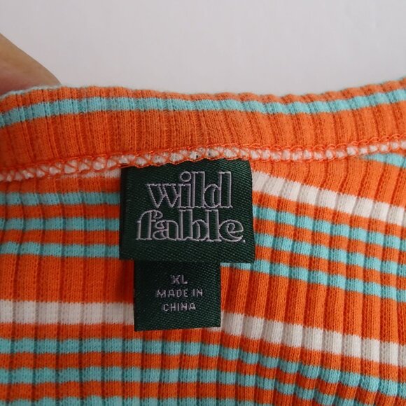 Wild Fable Orange Striped One Shoulder Cutout Thong Bodysuit Women Size XL - Picture 4 of 6